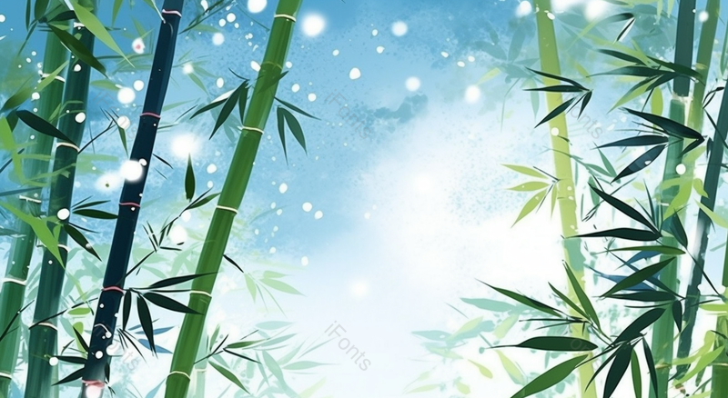 雪景里的竹子彩色手绘,插画/手绘图,插画/手绘图库,插画/手绘图下载,插画/手绘